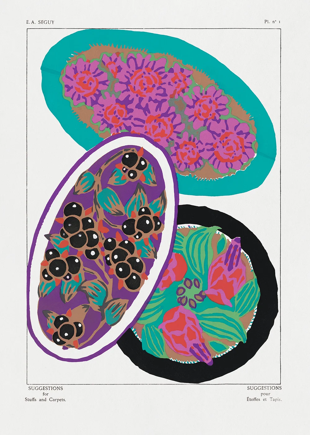 Poster abstract - Vintage bloemenpatronen door E.A. Séguy